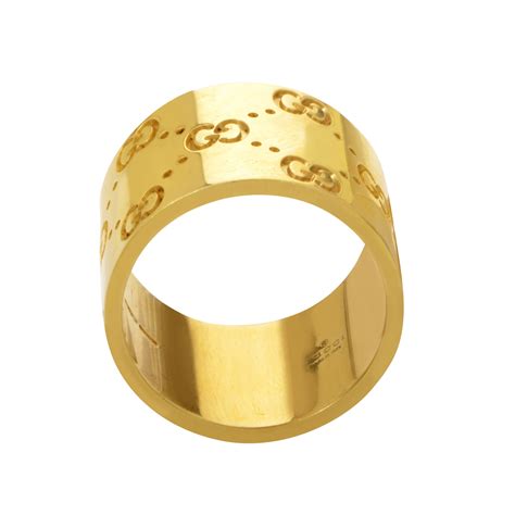 gucci wide icon gold ring|Gucci icon 18k ring.